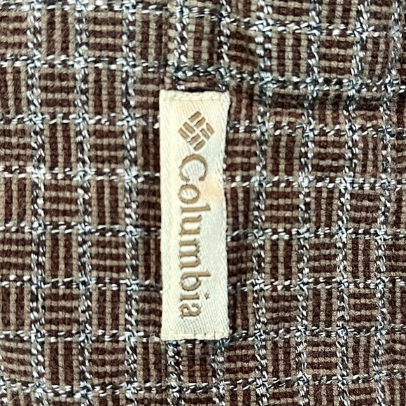 COLUMBIA Mens Y2K 90s Soft Flannel Button Up Shirt Brown Tan Large - Picture 6 of 14